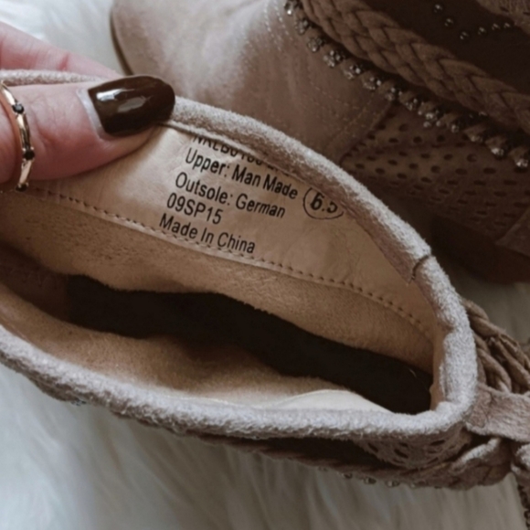 Naughty Monkey Not Rated Adylene Western Suede Leather Rhinestone Braided Boots - Picture 5 of 9